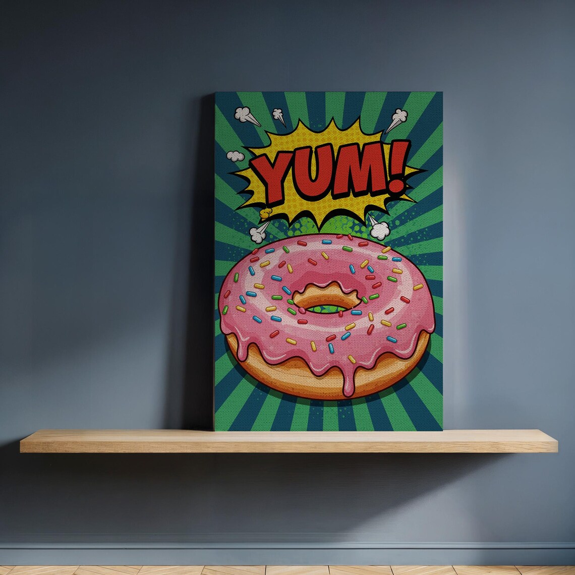 Pop Art Pink Donut YUM Comic Sweet Treat Colorful Fun Poster