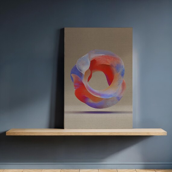 Colorful Abstract Swirl Sculpture Red Blue Circular Modern Wall Art