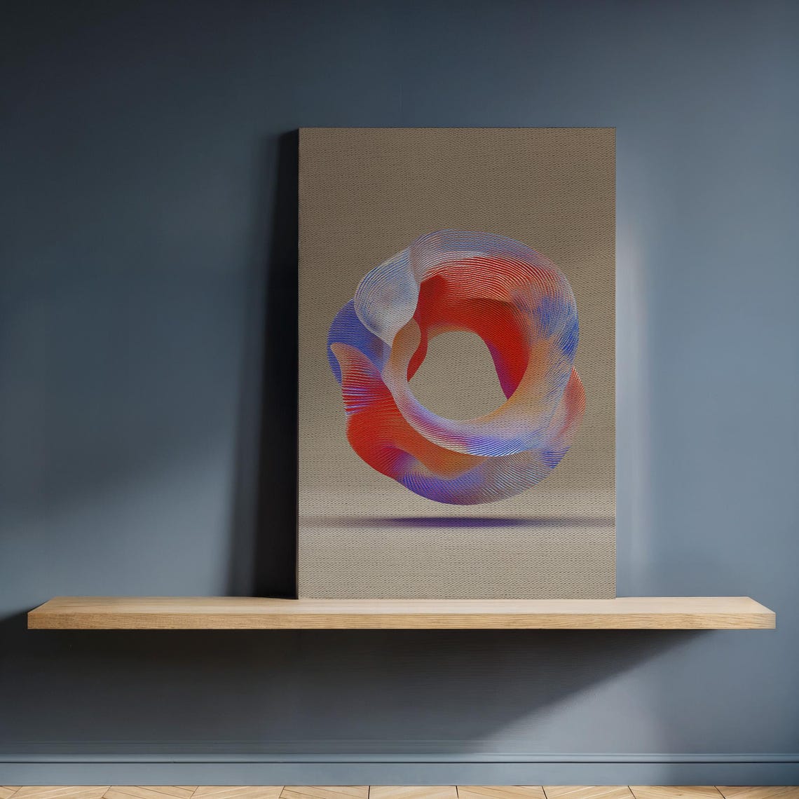Colorful Abstract Swirl Sculpture Red Blue Circular Modern Wall Art