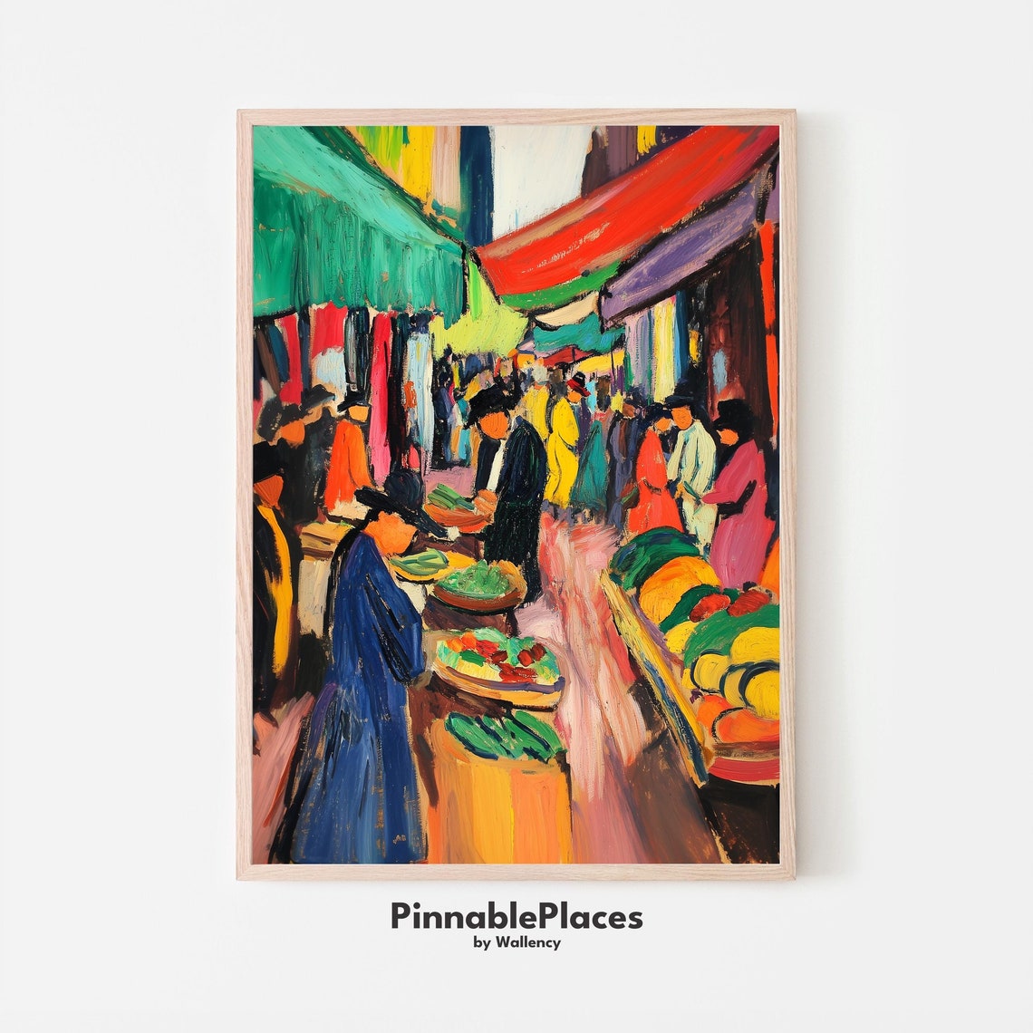 Borough Market London Matisse Style Colorful Market Scene Poster