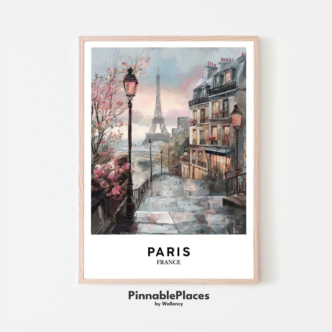 Eiffel Tower Art Print Gouache Paris Cityscape File