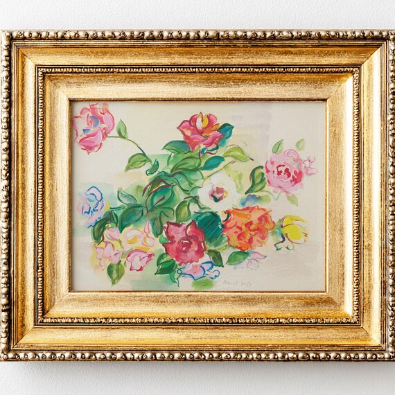 Vintage Abstract Roses Poster, Mid-Century Floral Decor