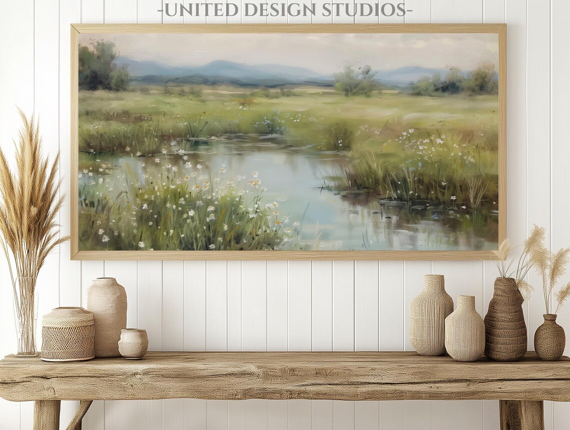 Wildflowers Pond Farmhouse Flowers Art Print - Image 3