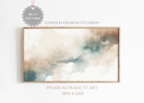 Abstract Frame Tv Art Clouds Watercolor Tv Art Blue Brown White Watercolor Art For The Frame Tv Abstract Watercolor Art