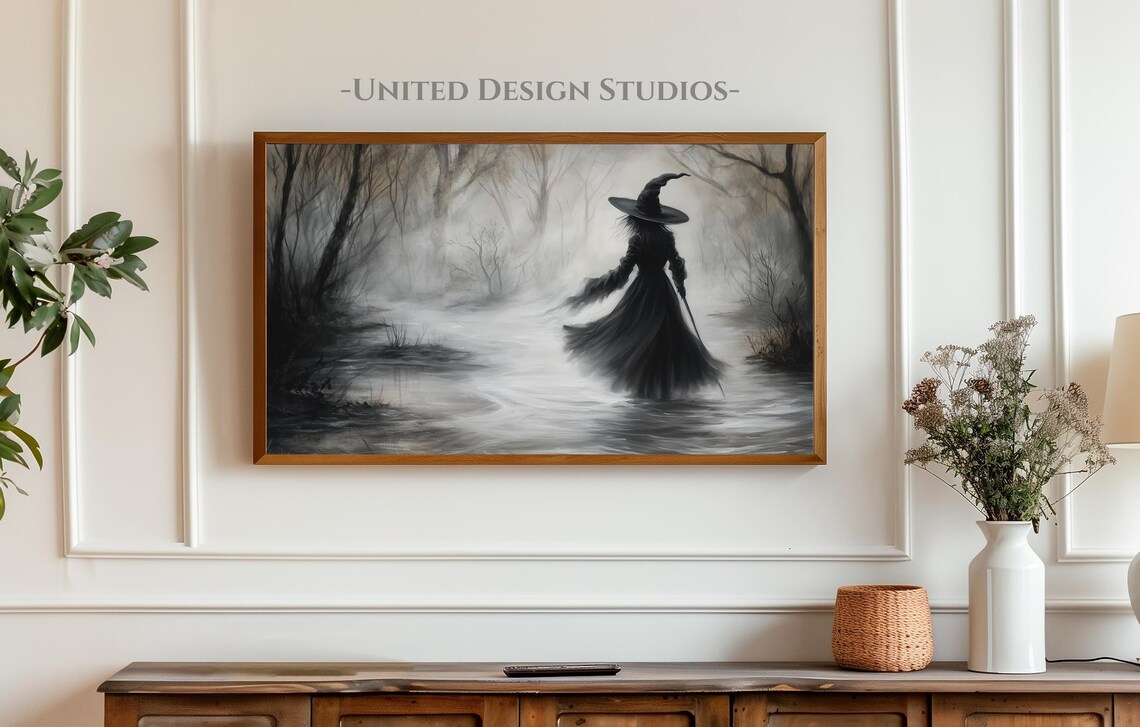 Halloween Witch Rustic Art Print, Spooky Decor - Image 3
