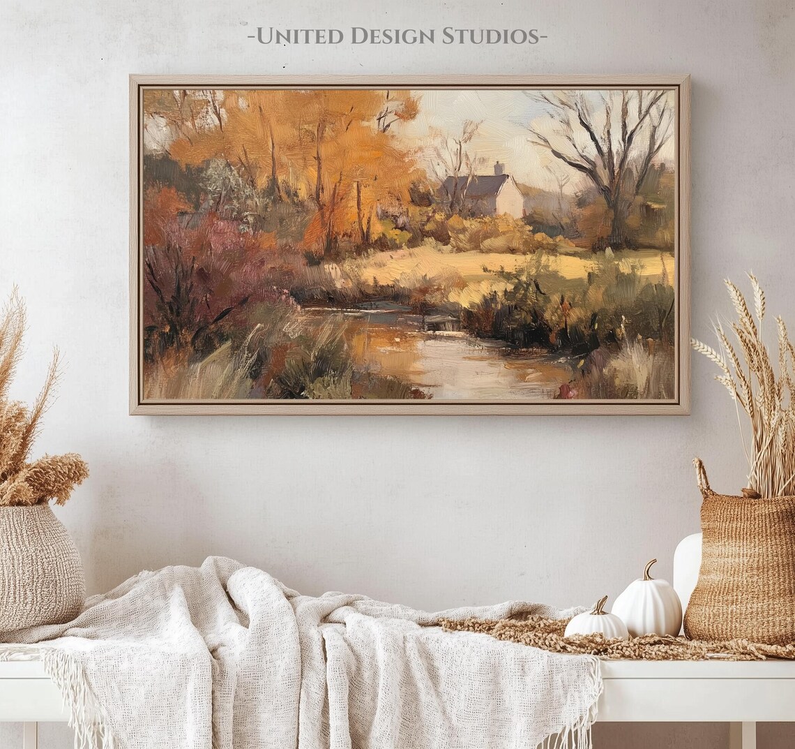 Autumn Landscape Textured Oil Painting, Cottagecore - Image 4