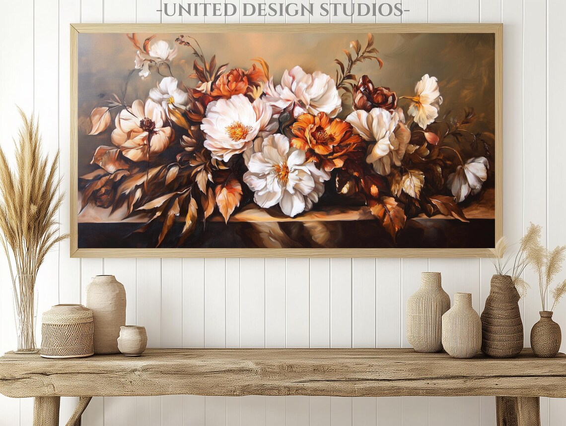 Fall Flowers Oil Painting, Baroque Style Art Print - Image 2