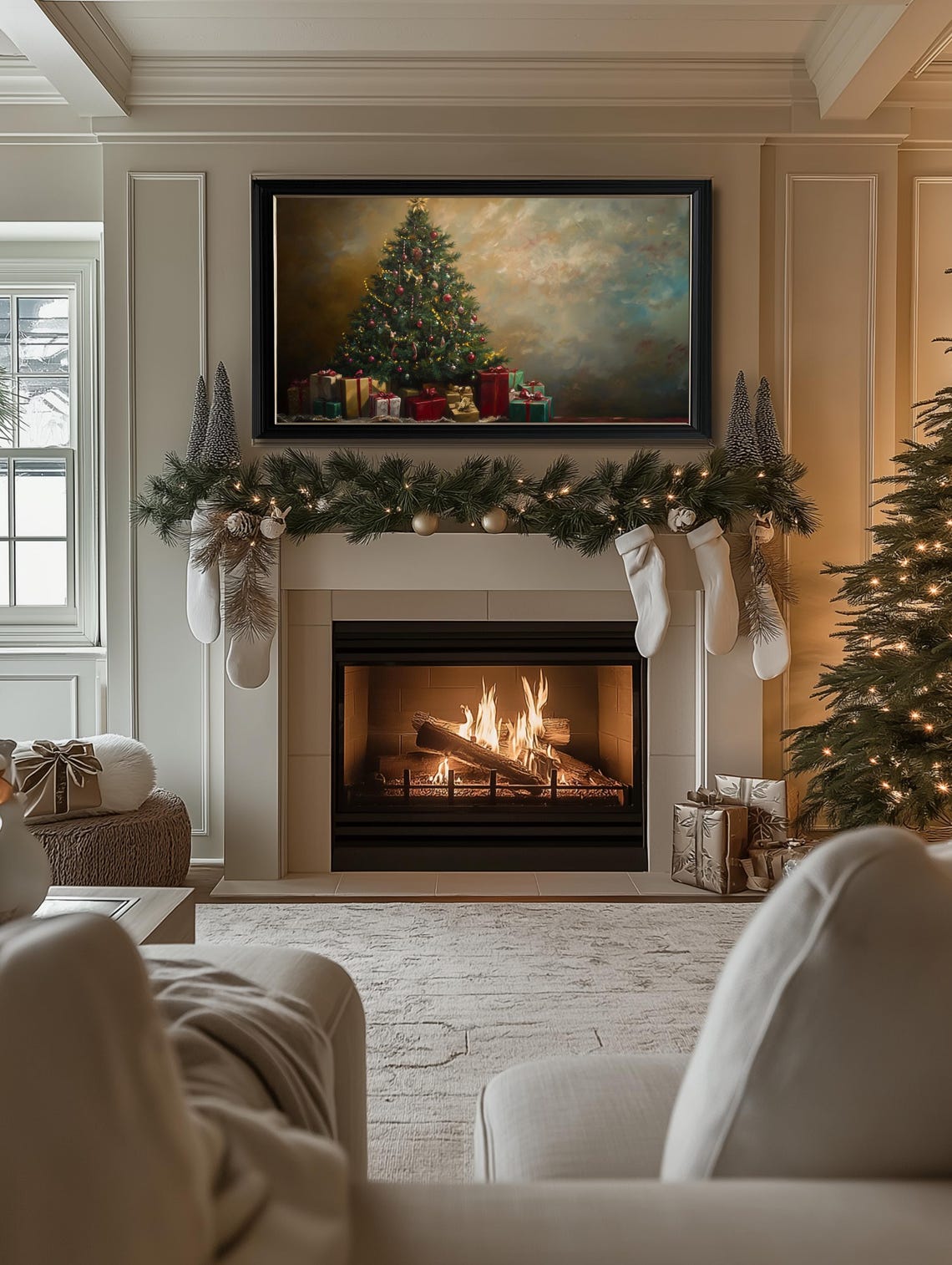 Christmas Tree Gifts Gold Star Moody Vintage Holiday Decor Poster - Image 2