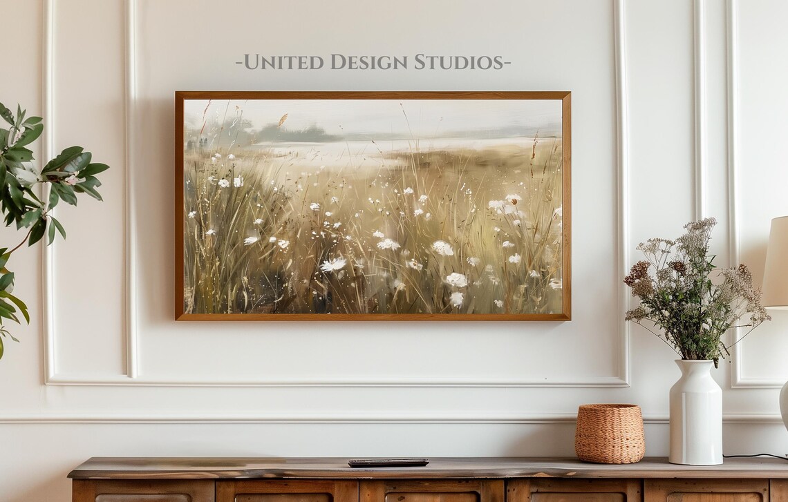 Golden Summer Wildflower Meadow Warm Oil Painting Art Poster - Image 4