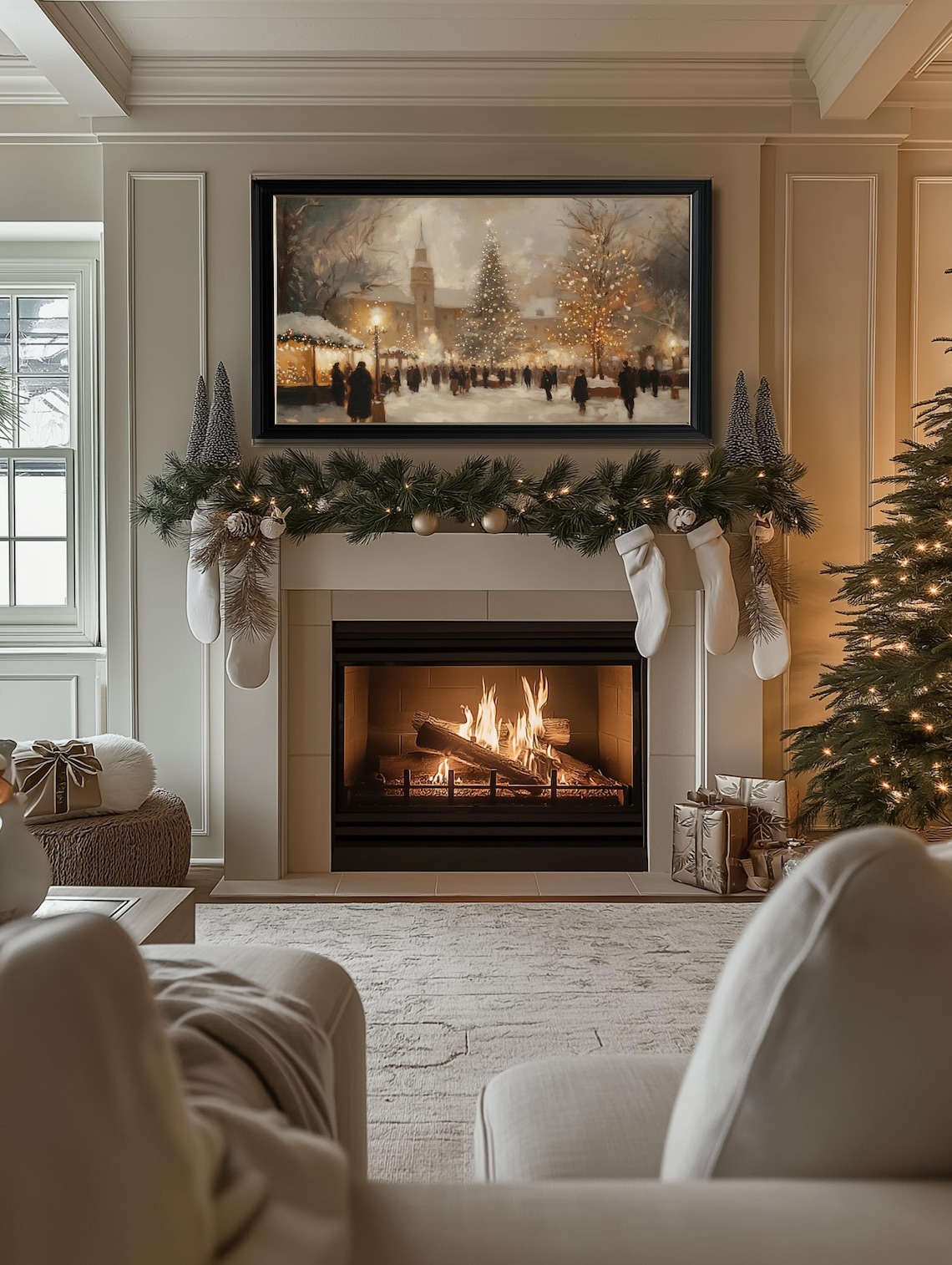 Winter Christmas Town Classic Christmas Village Art Print - Image 2