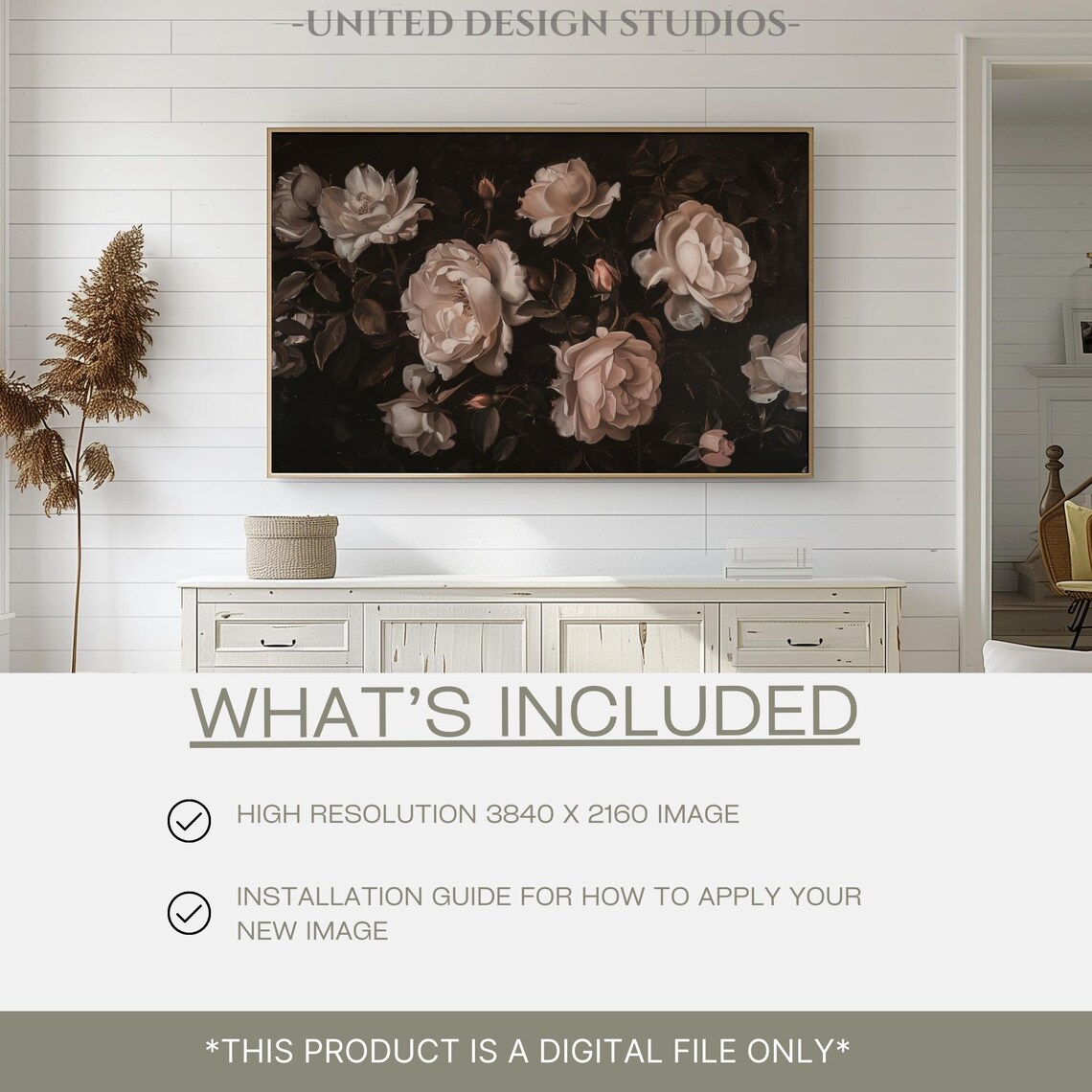 White Roses Valentine's Day Art Print, Baroque Floral - Image 2