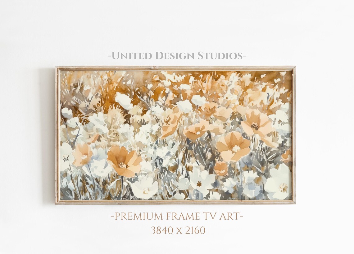 Fall Wildflowers Orange Gold Watercolor Painting Farmhouse Art Print