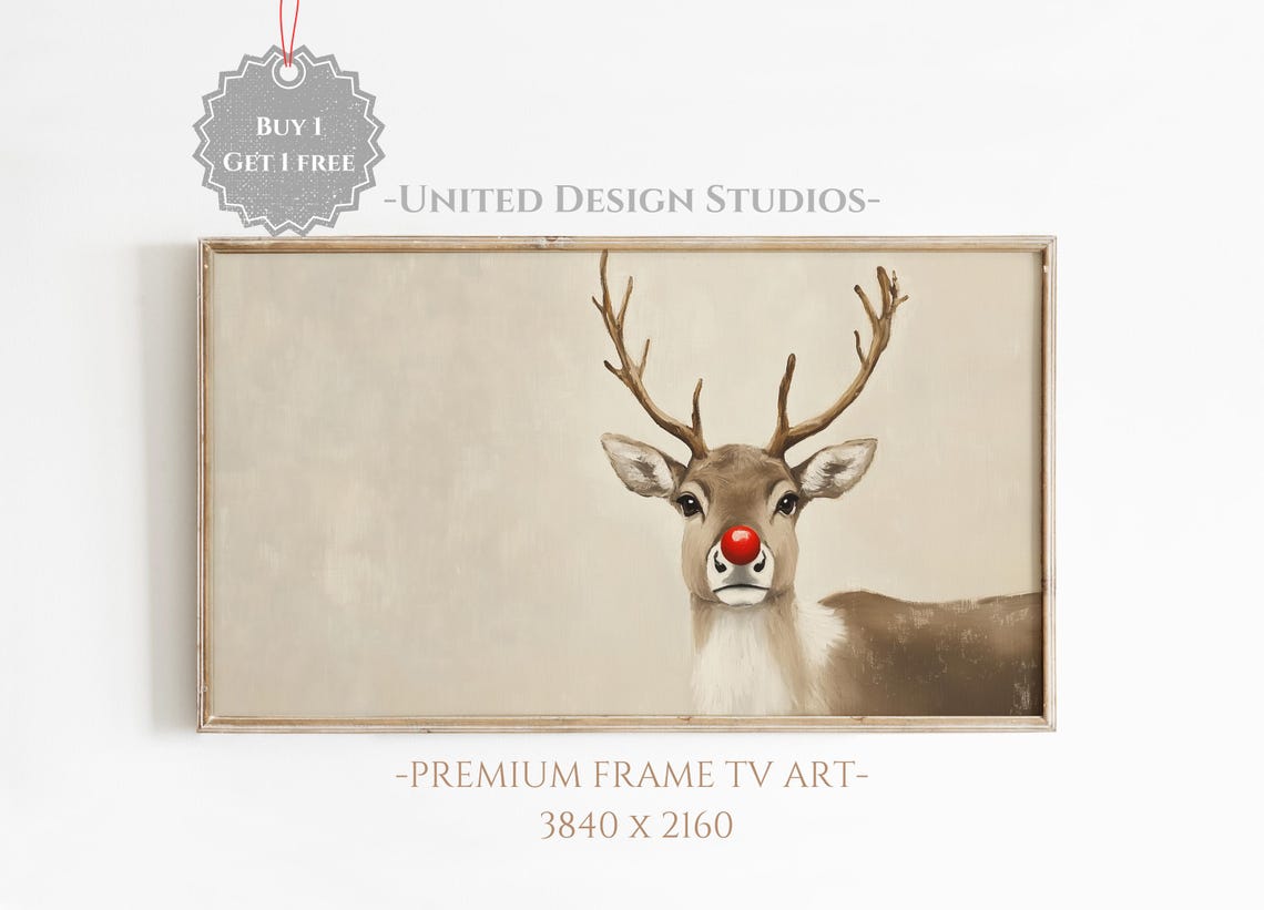 Christmas Reindeer Frame Tv Art Neutral Oil Painting Of Reindeer Christmas Frame Tv Art Farmhouse Christmas Tv Art