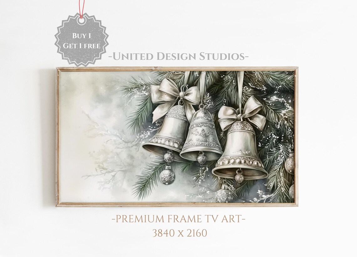 Christmas Bells and Tree Ornament Farmhouse Art Print