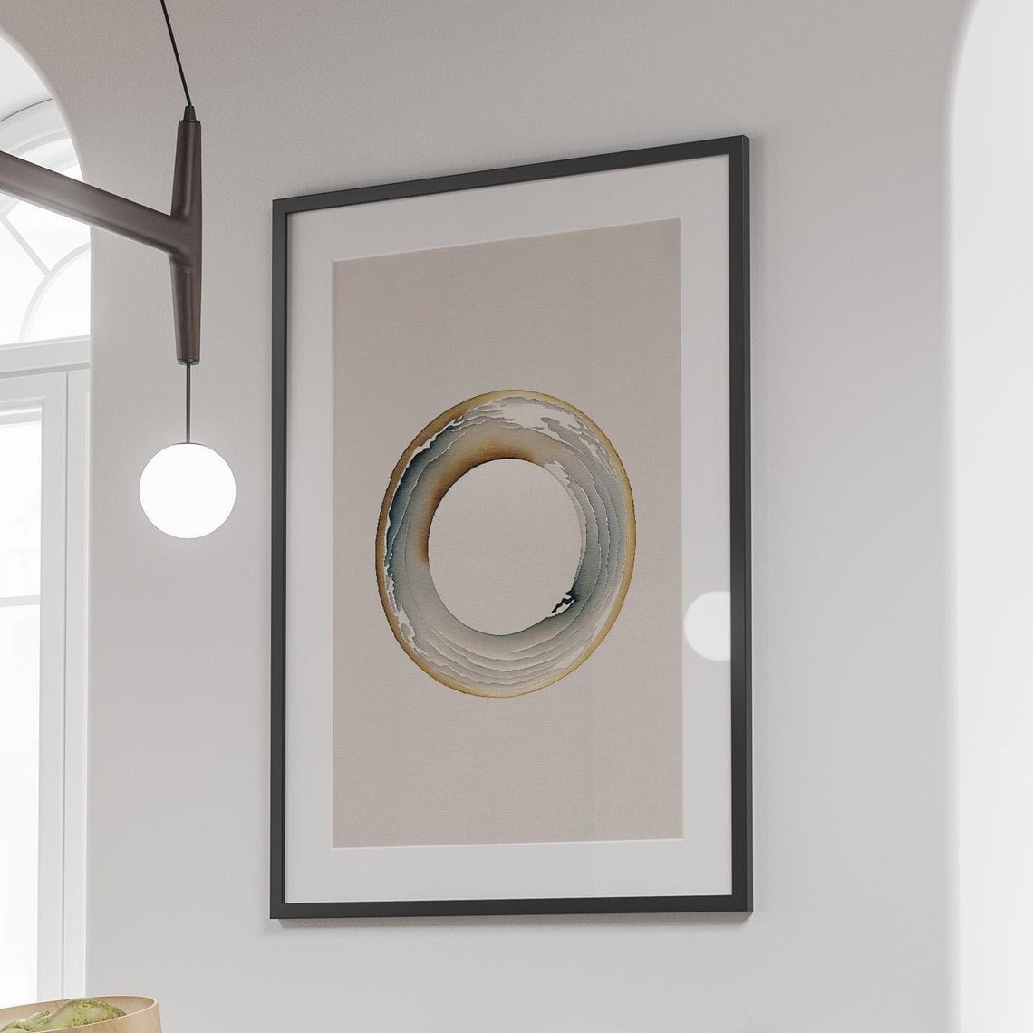 Gold and Gray Watercolor Enso Circle Zen Minimalist Decor Poster - Image 4