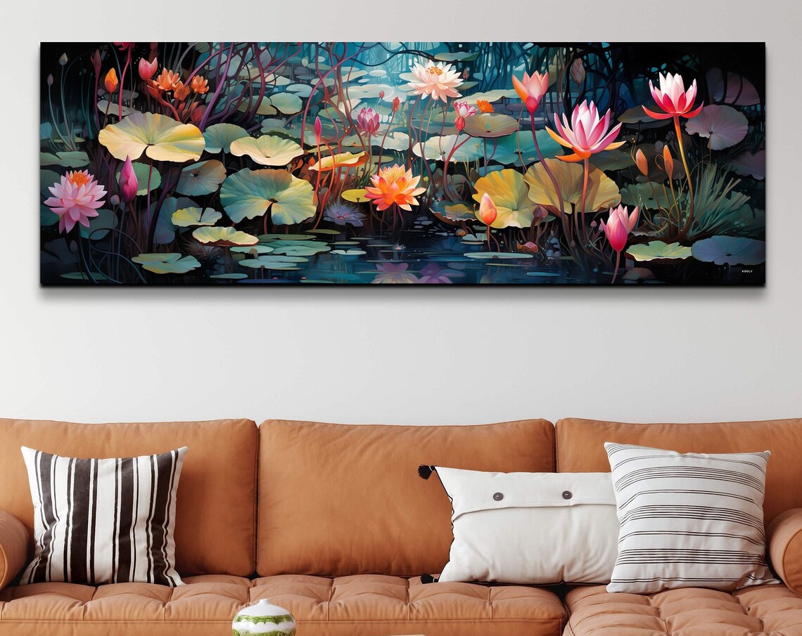 Lilly Pond With Colorful Flowers Art Print