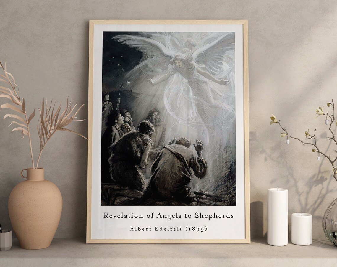 Vintage Angels Revelation to the Shepherds Art Print