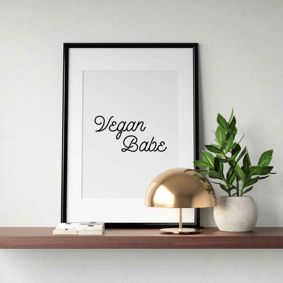 Vegan Babe Script Typography Kitchen Poster Plant Based Wall Decor Art - Image 3