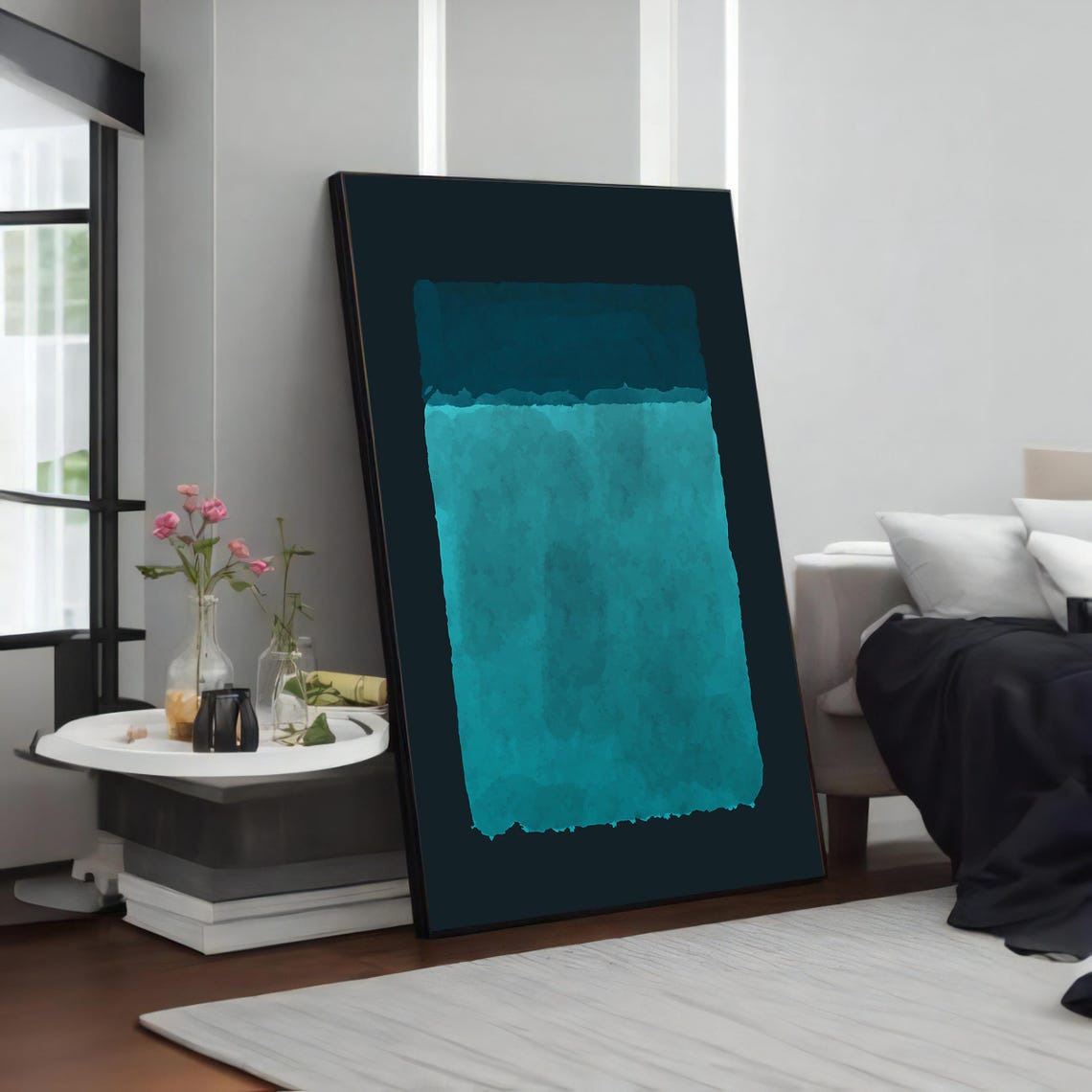 Rothko Style Teal Blue Watercolor Color Field Abstract Poster - Image 4