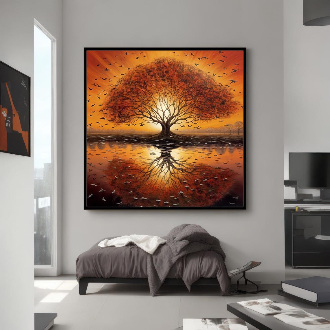 Tree And Birds Abstract Tree Painting - Image 3