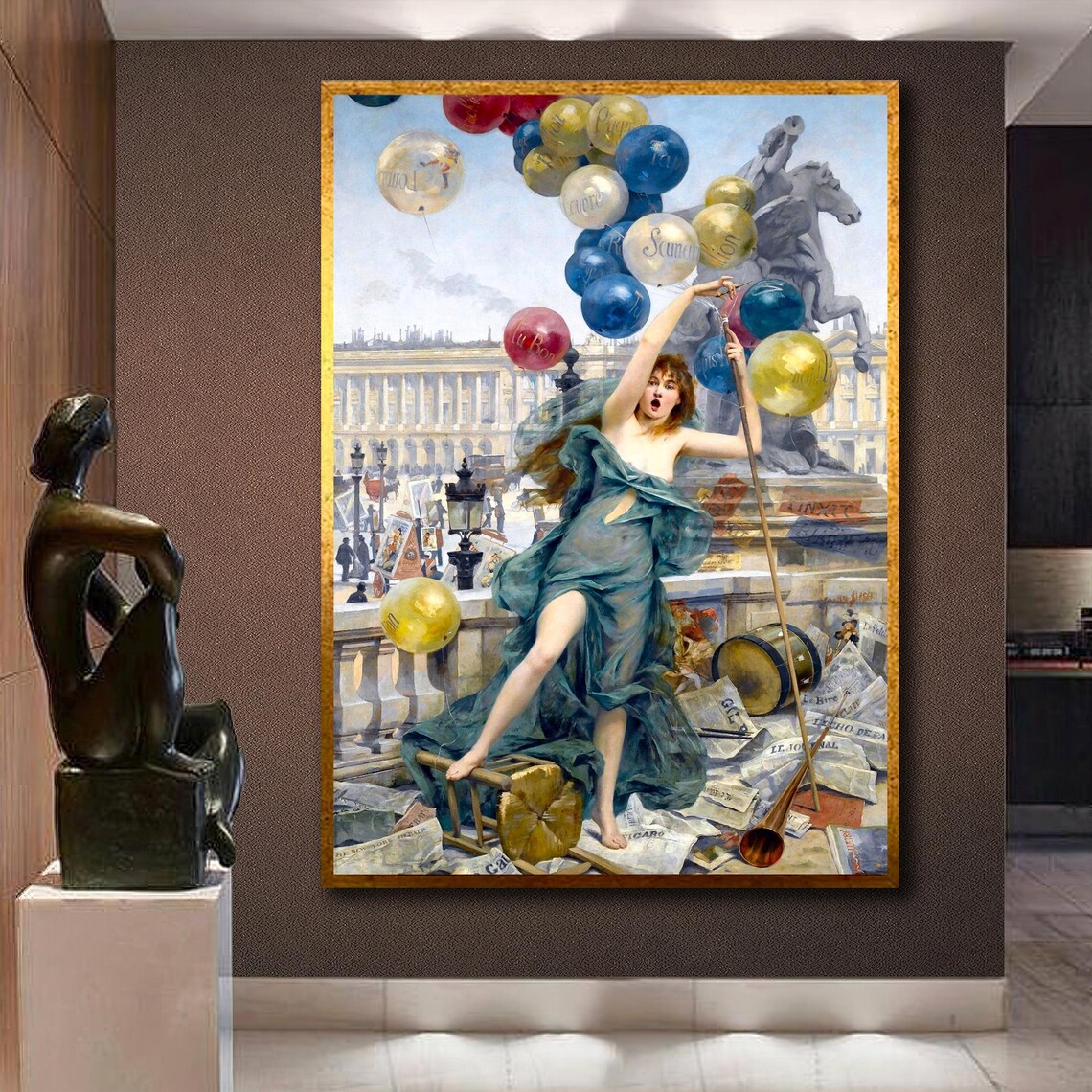 Woman With Advertising Balloons 19th Century French Painting Wall Art