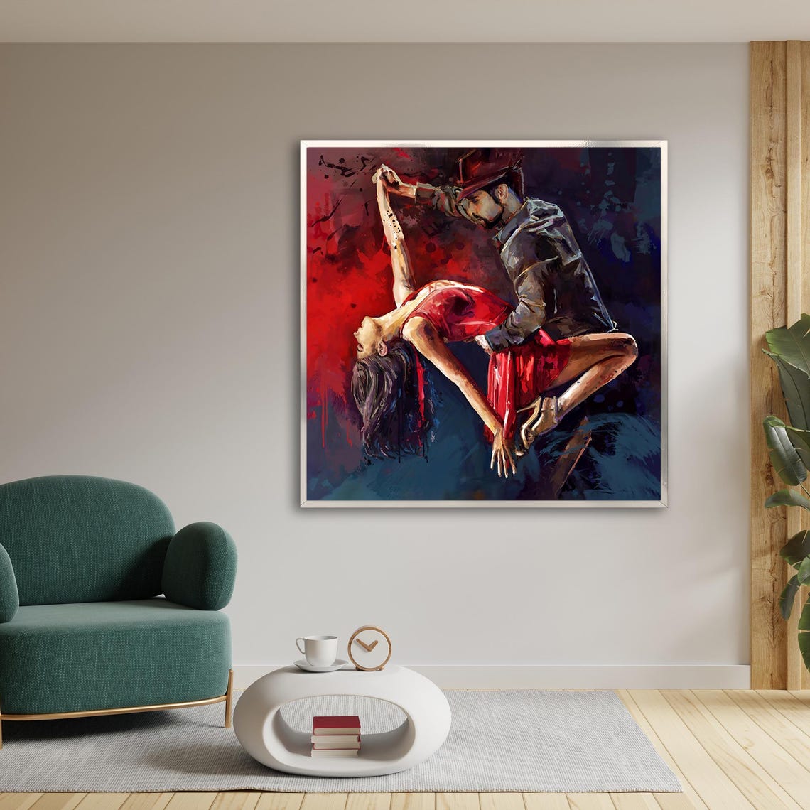 Passionate Tango Dancers Red Dress Dramatic Dance Art Poster - Image 4
