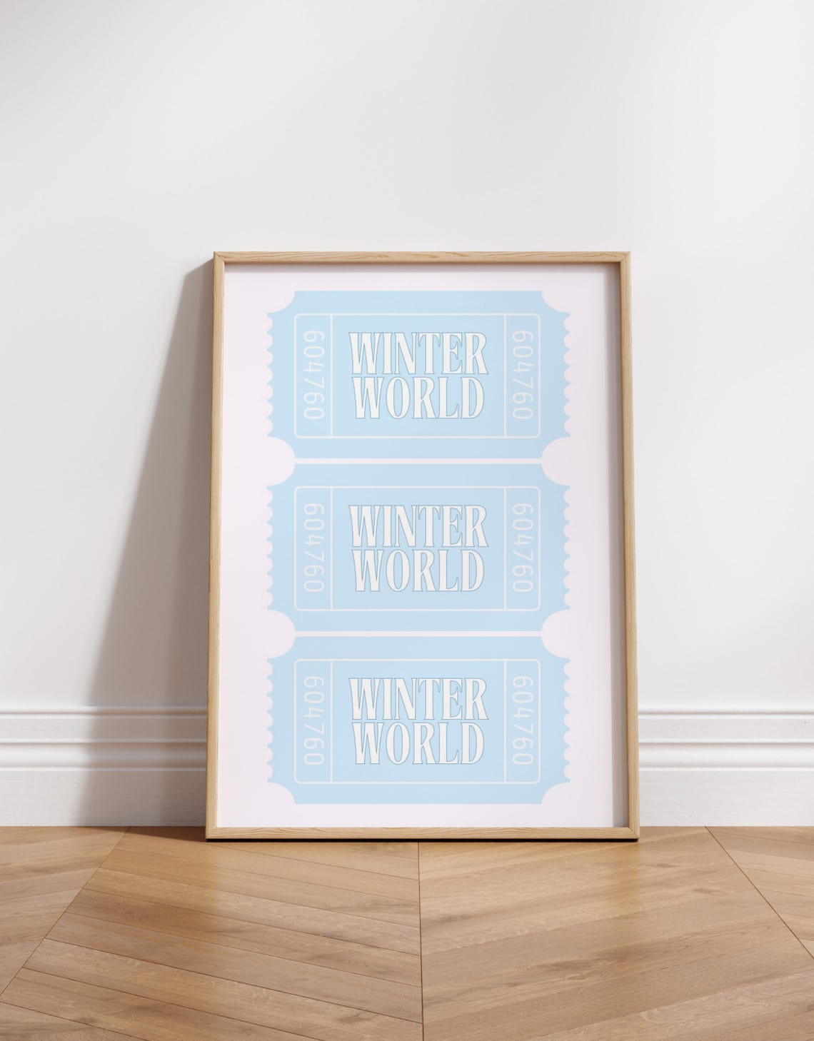 Winter World Light Blue Ticket Stubs Retro Pastel Holiday Poster - Image 3