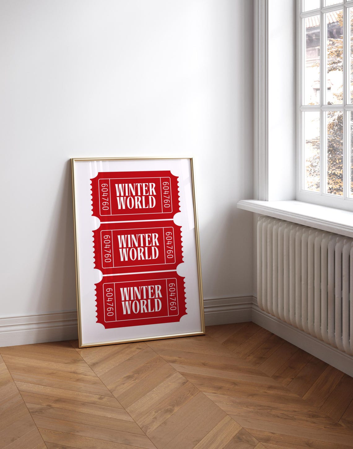 Winter World Red Ticket Stubs Retro Cinema Style Christmas Poster - Image 3