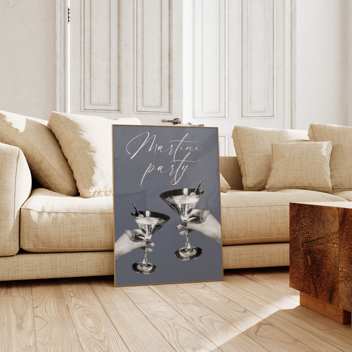 Martini Party Poster Fancy Dirty Martini Glass Wall Art Aesthetic Cocktail Print Trendy Gray Wall Art 90s Party Vintage Bar Cart Print - Image 2