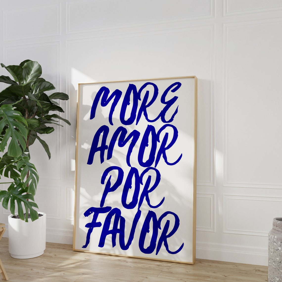 More Amor Por Favor Royal Blue Script Love Quote Typography Poster - Image 4
