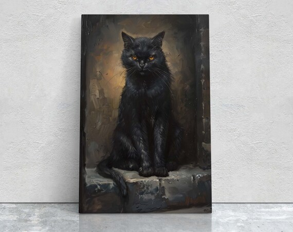 Ominous Cat Stare, Gothic Halloween Decor