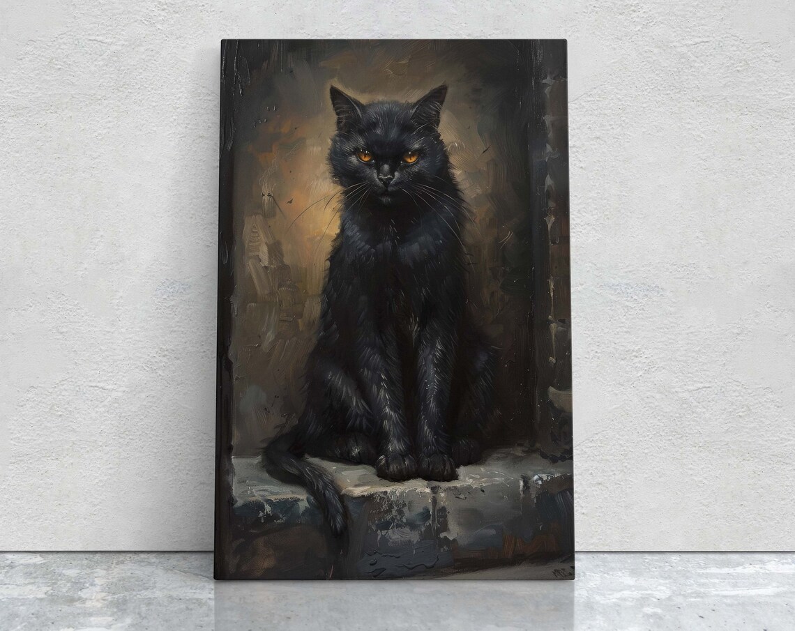 Ominous Cat Stare, Gothic Halloween Decor