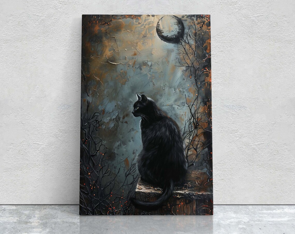Crypt Cat, Creepy Halloween Gothic Decor