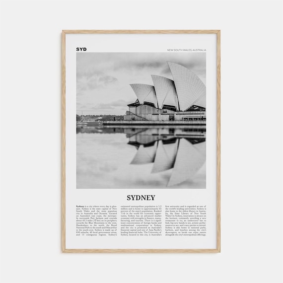 Sydney Black and White Travel Poster, New South Wales