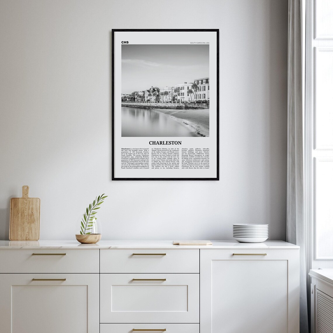 Charleston, South Carolina Black and White Travel Poster - Image 2