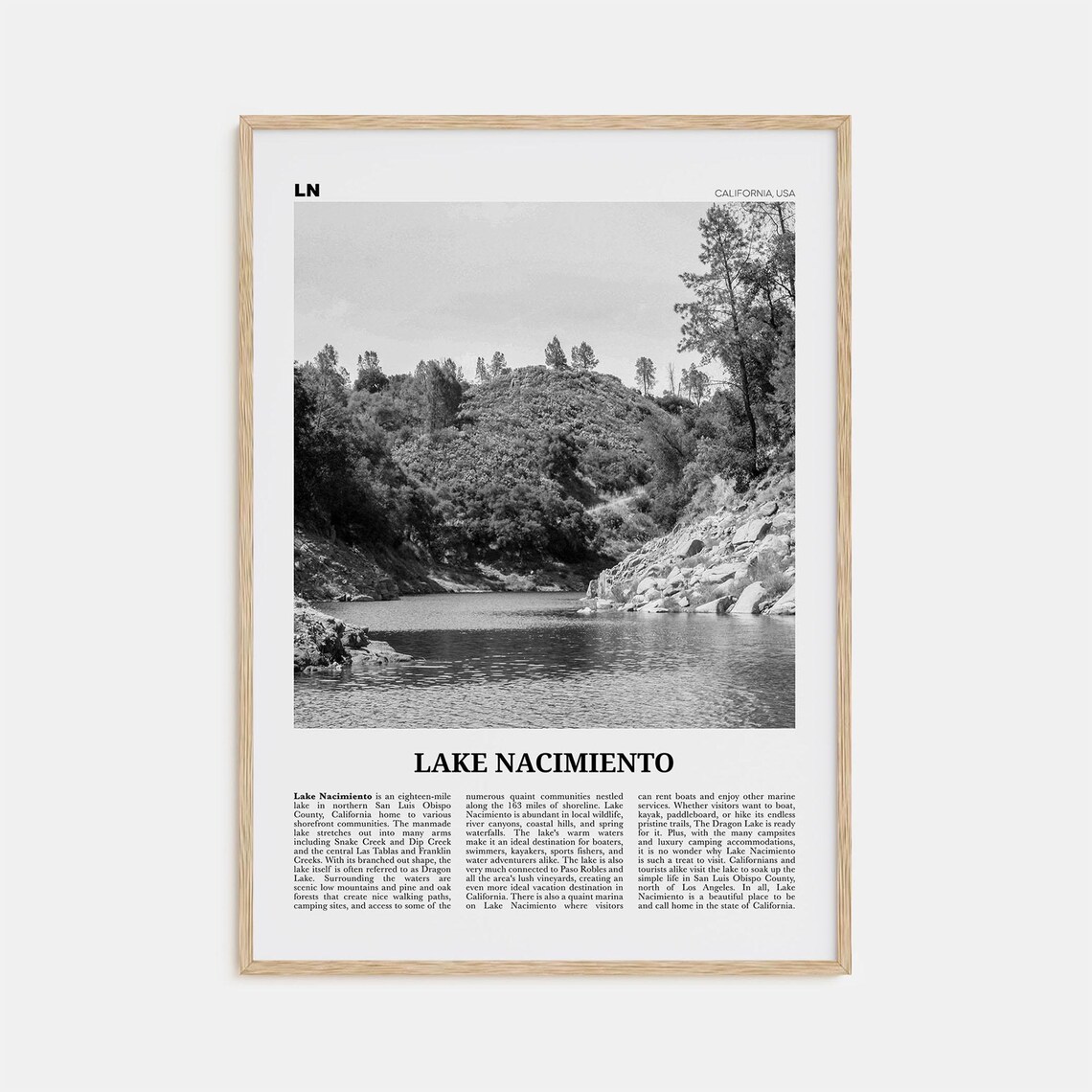Lake Nacimiento Black And White Wall Art Print