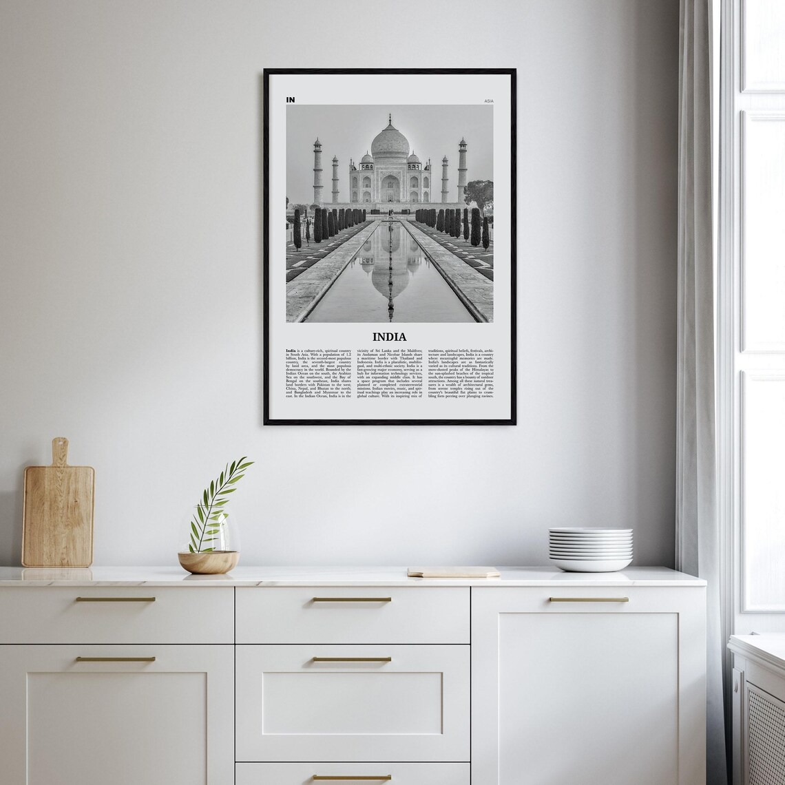 India Black And White Travel Poster, Asia Wall Art - Image 2