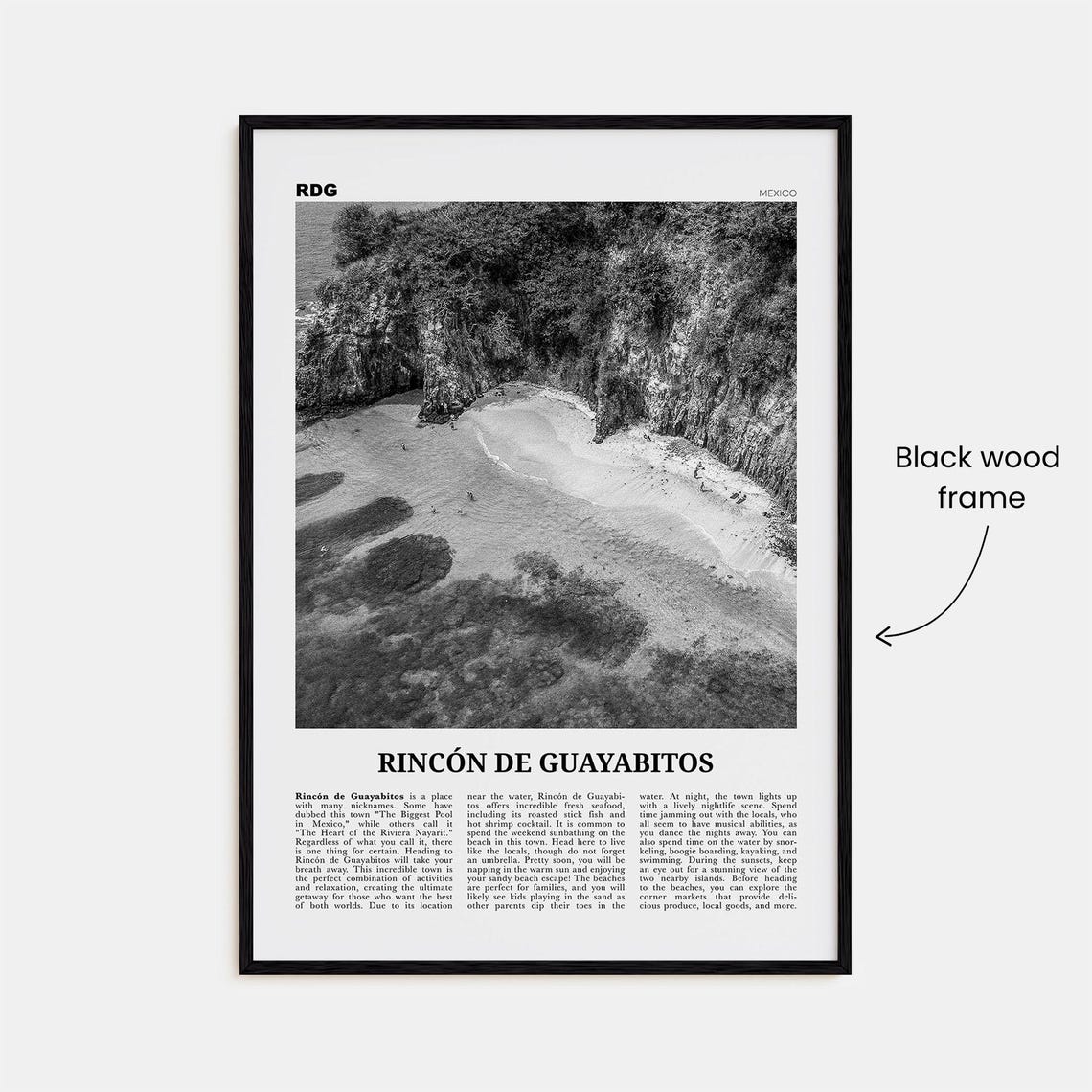 Rincon De Guayabitos Black and White Travel Poster - Image 3