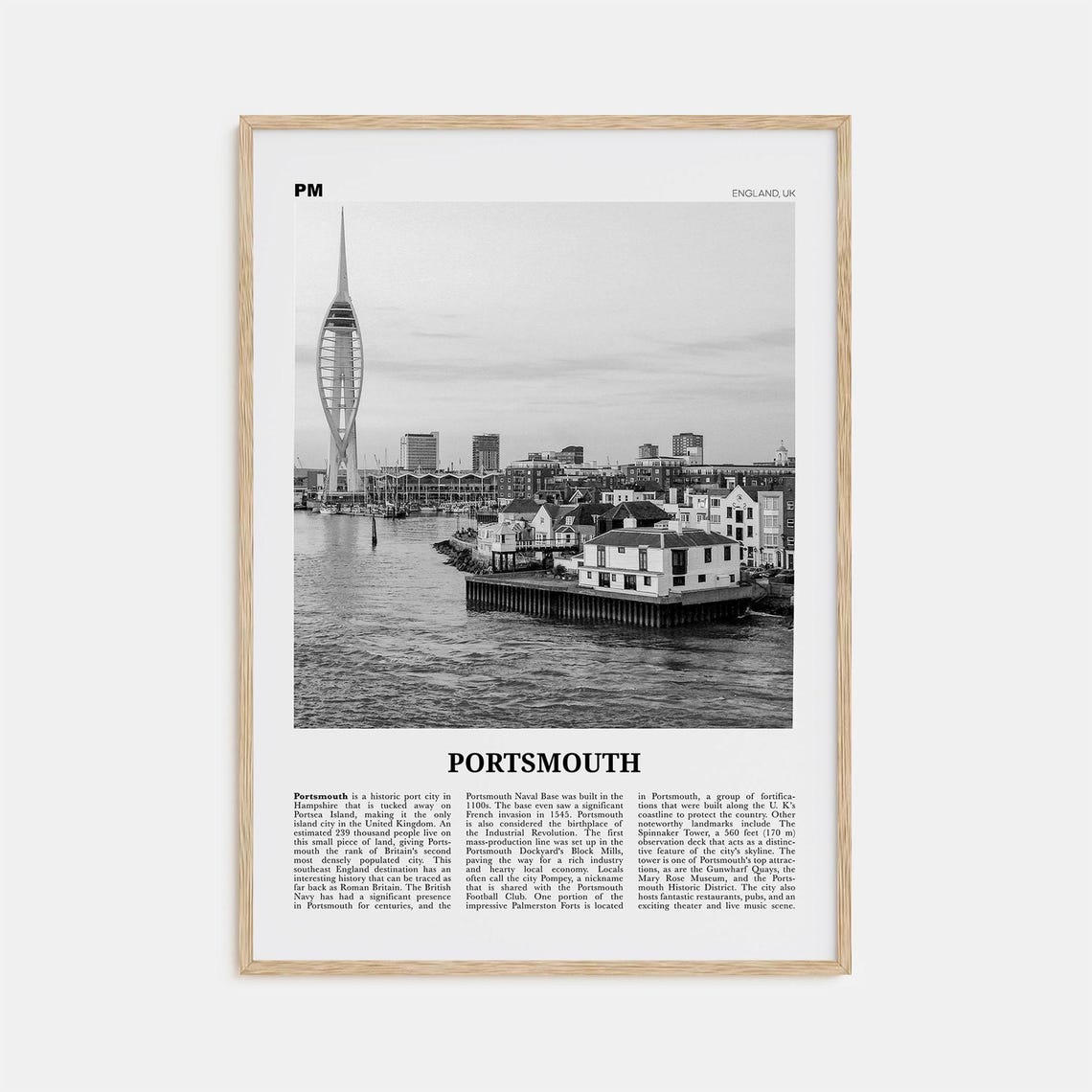Portsmouth Print Black And White England No 3 Portsmouth Wall Art Portsmouth Poster Portsmouth Photo Portsea Island Hampshire