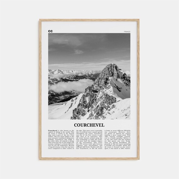 Courchevel Black and White Travel Poster, France