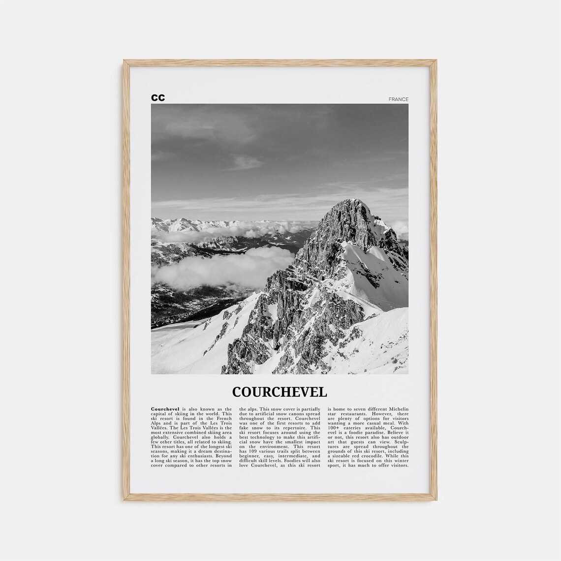 Courchevel Black and White Travel Poster, France