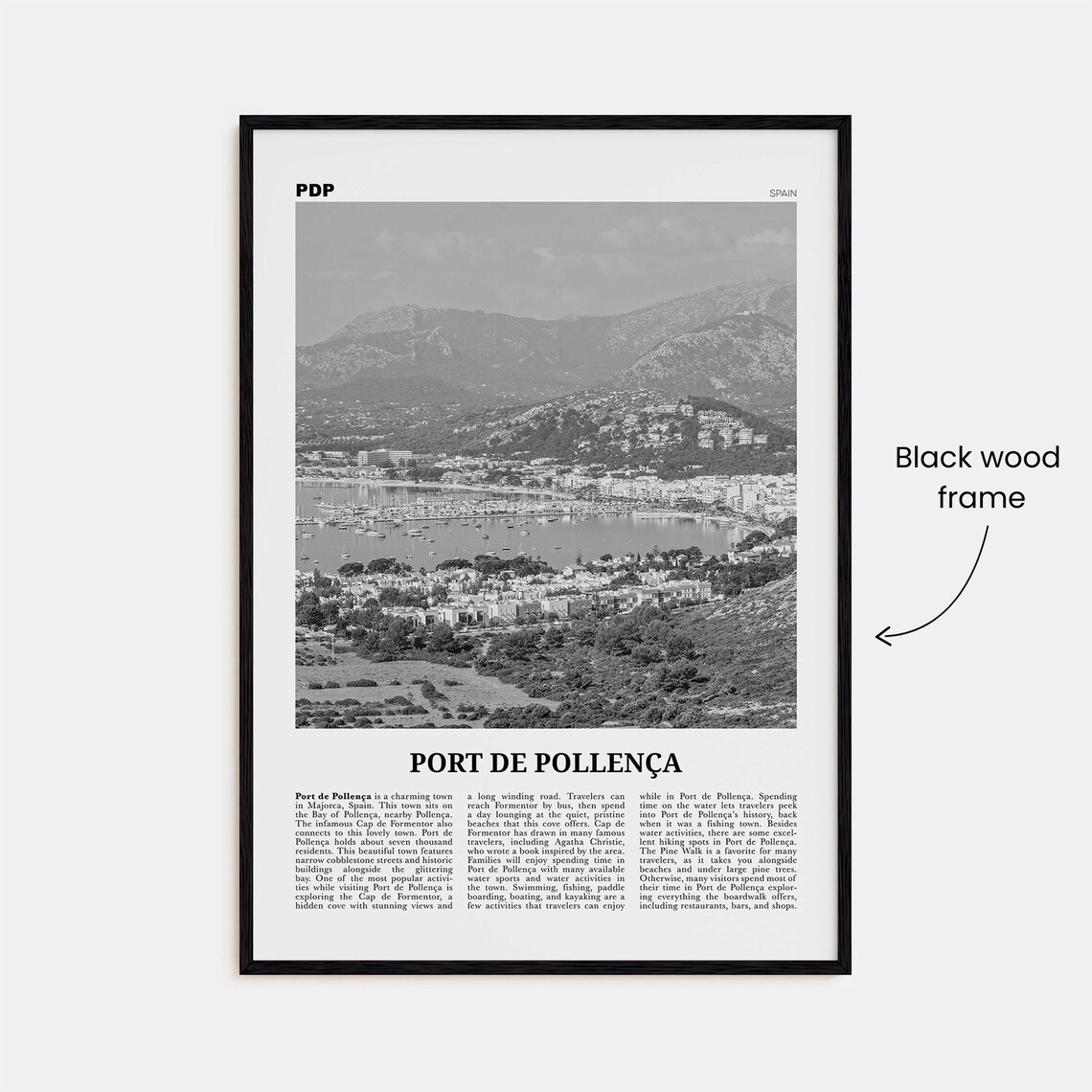 Port De Pollenca Black and White Travel Poster - Image 3