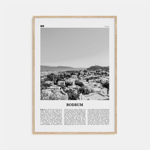 Bodrum Black and White Travel Poster, Türkiye Wall Art