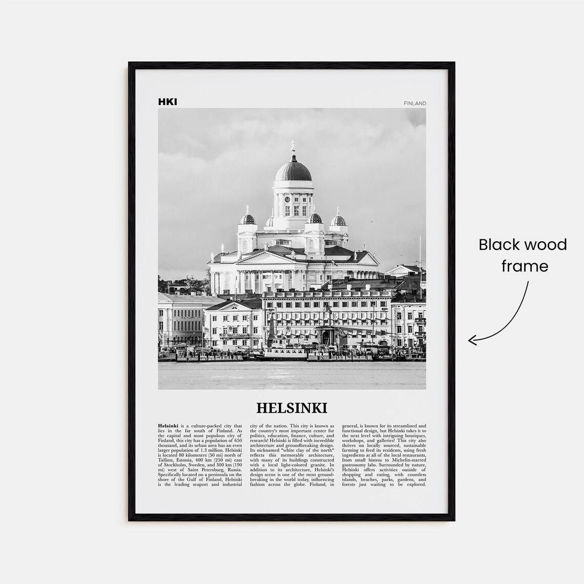 Helsinki Black And White Travel Poster, Finland - Image 3