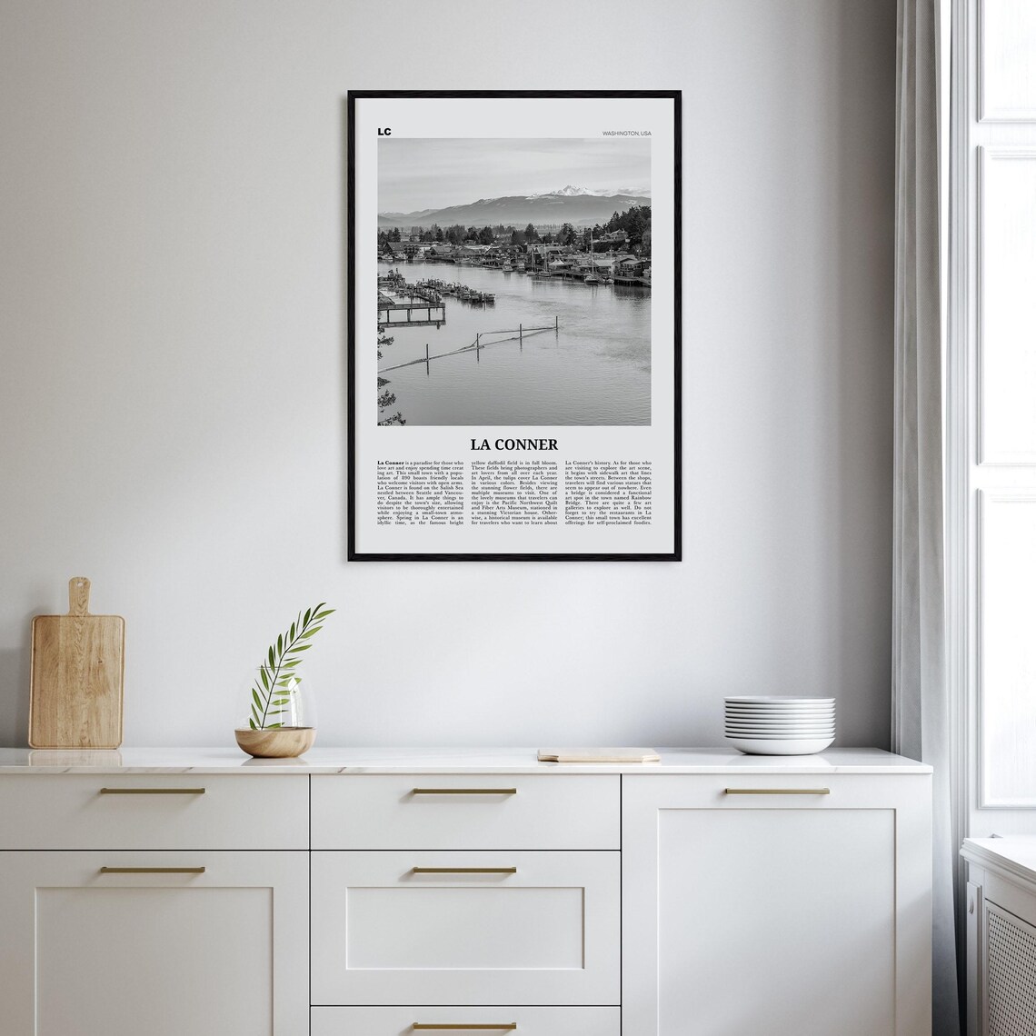 La Conner Black And White Travel Poster, Washington - Image 2