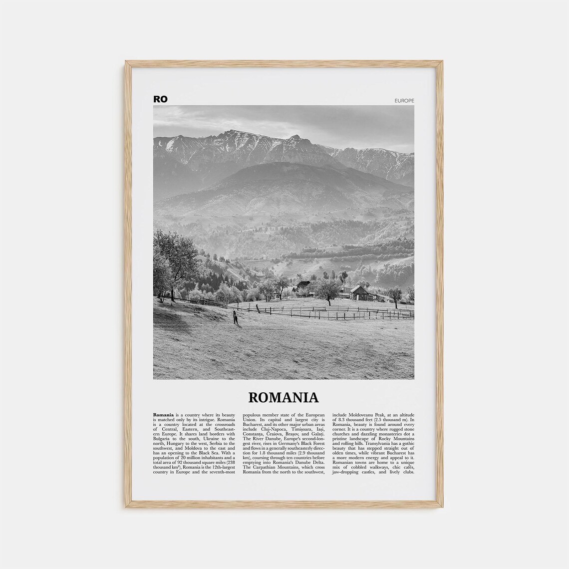 Romania Black And White Bucharest Travel Poster