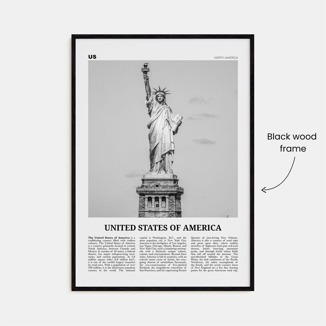 United States Of America Black And White Art Print - Image 3