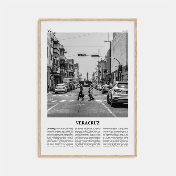 Veracruz, Mexico Travel Poster, Black and White