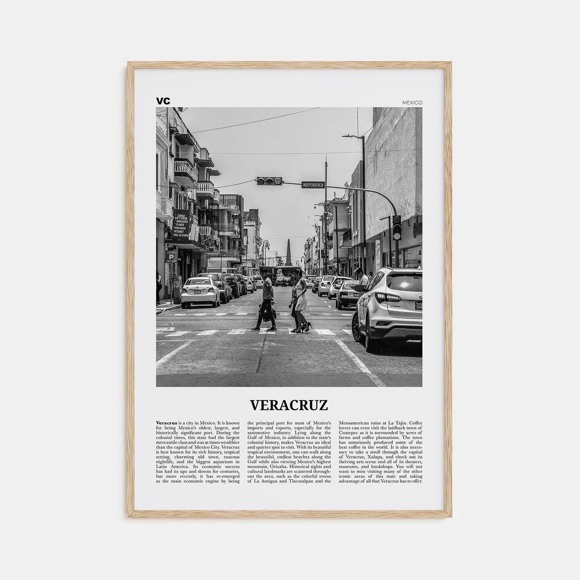 Veracruz, Mexico Travel Poster, Black and White