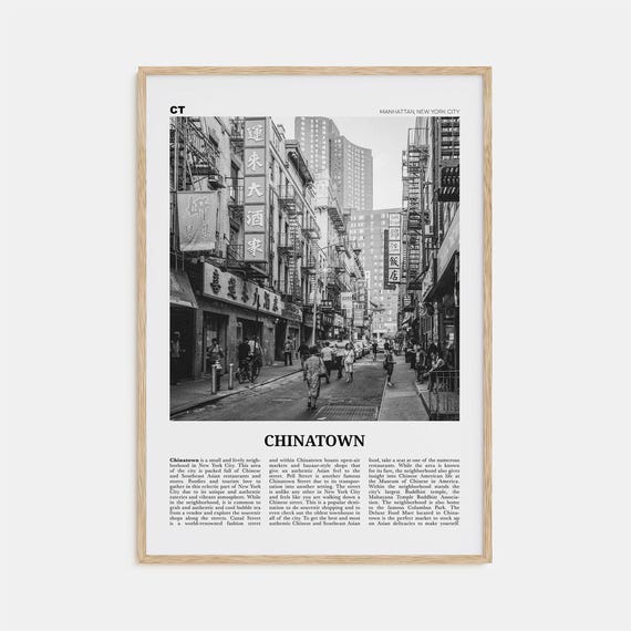 Chinatown Black and White, New York City Travel Poster